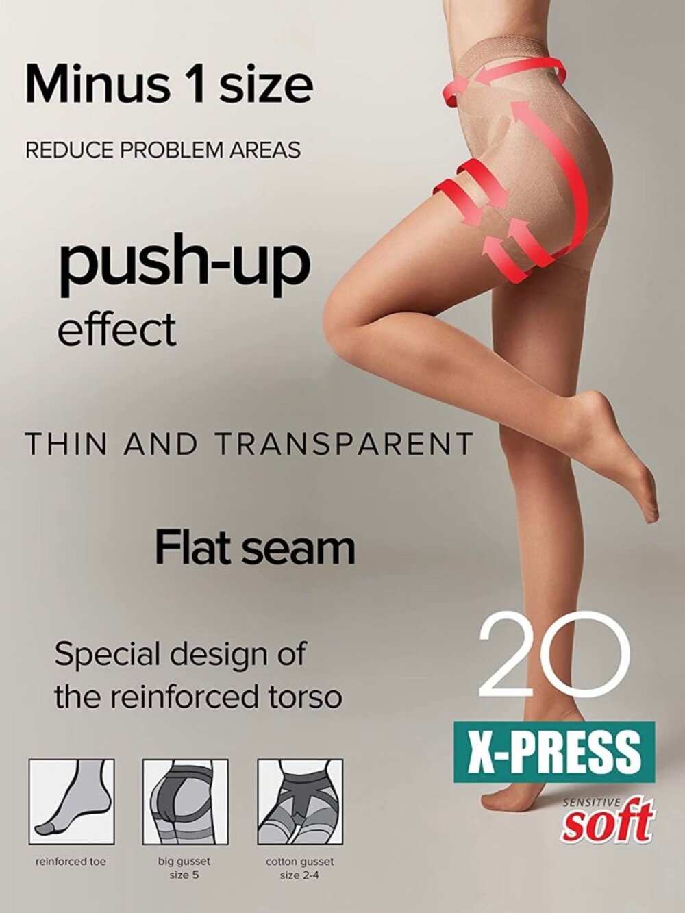 Conte X-Press Soft 20 Den - 5 Modelling Belts Control Top Women's Tights 8С-66С - Picture 3 of 14